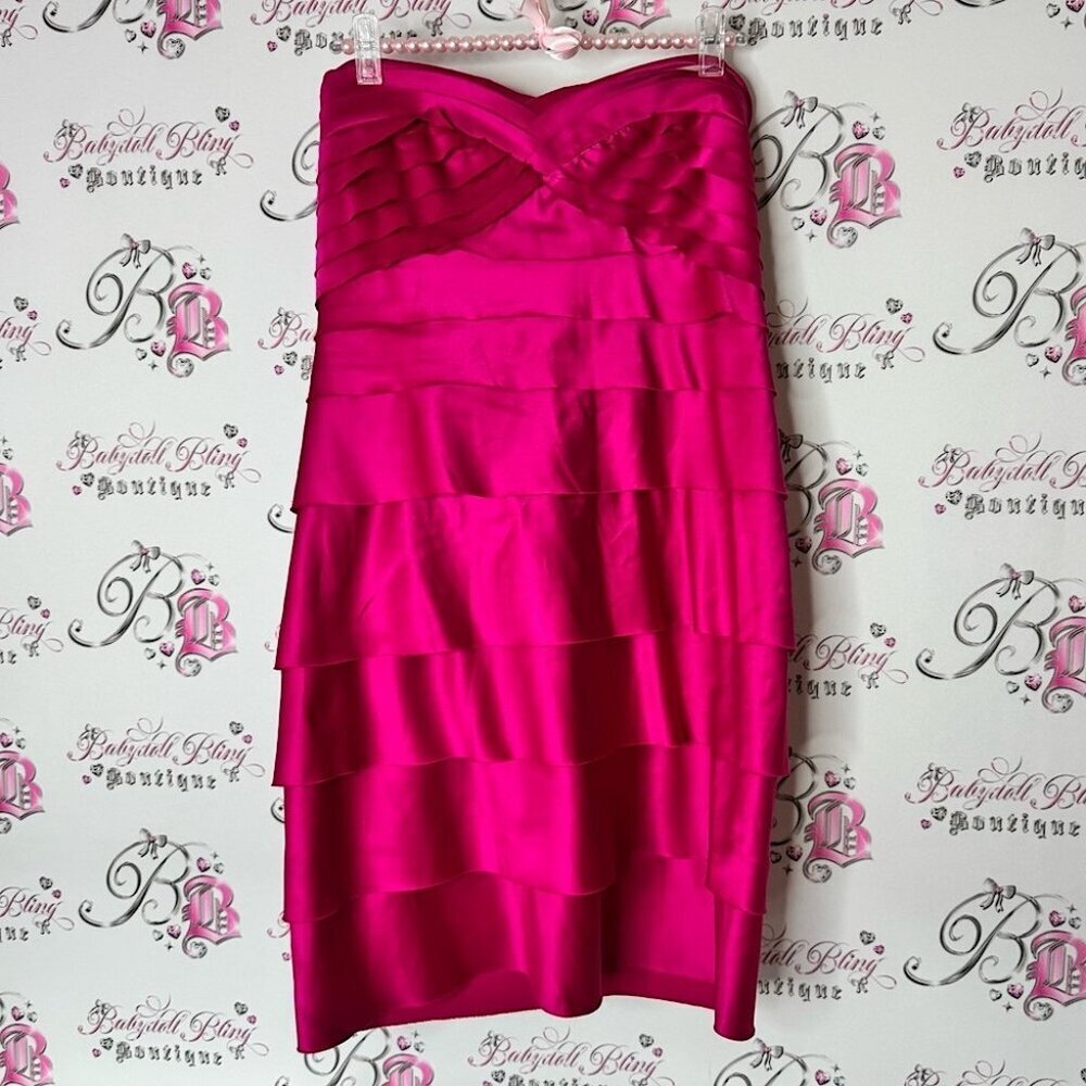 Rubber ducky productions inc dress ruffle tiered Elegant Pink Strapless Dress